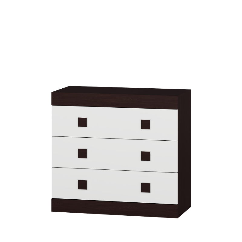 Комод небольшой Эверест Соната-1 на 3 ящика 80х38х74 см Венге темный/Белый (EVR-2046)