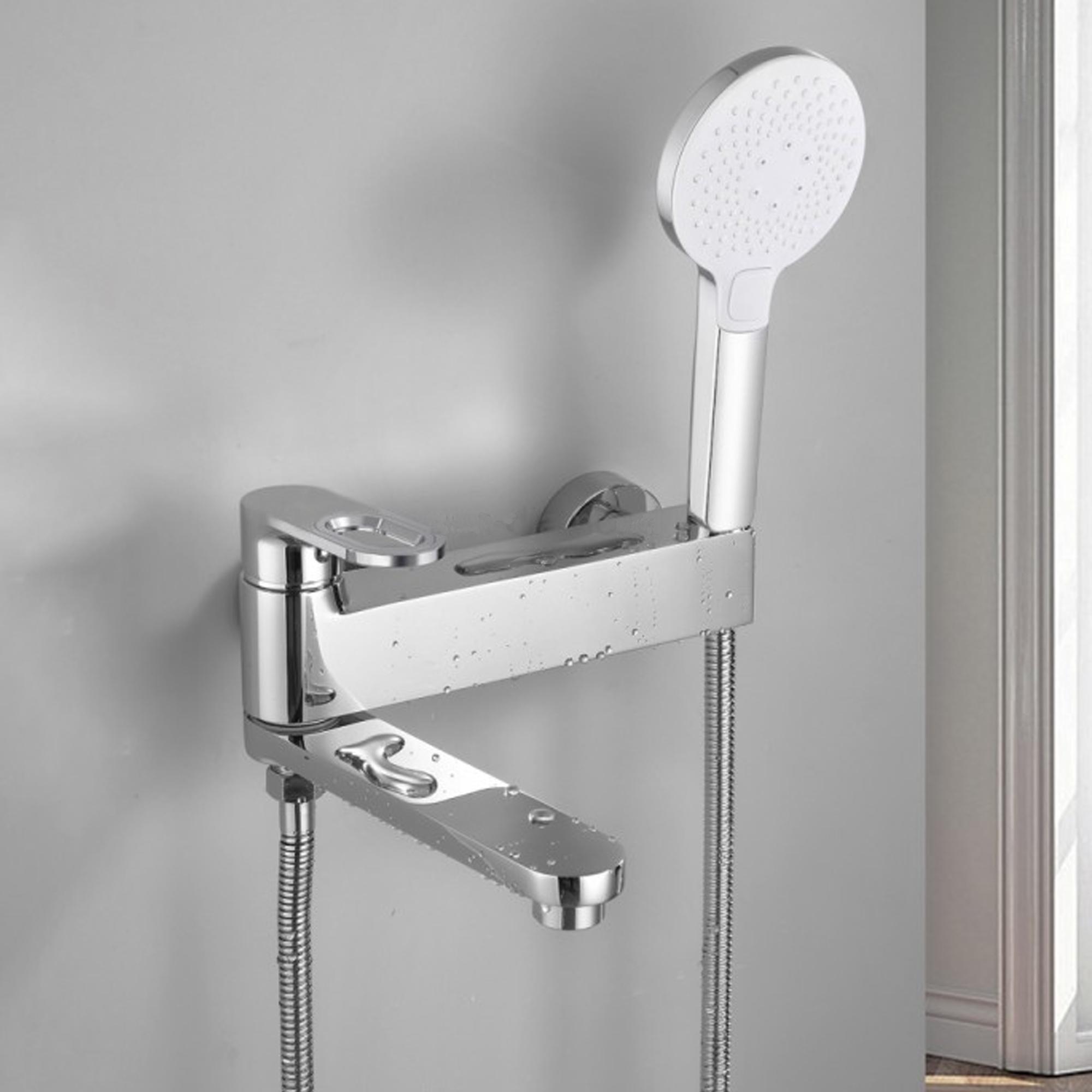 Смеситель для ванны Qtap Jay с поворотным изливом с душевым гарнитуром Chrome (QTJAY260CRM45542)