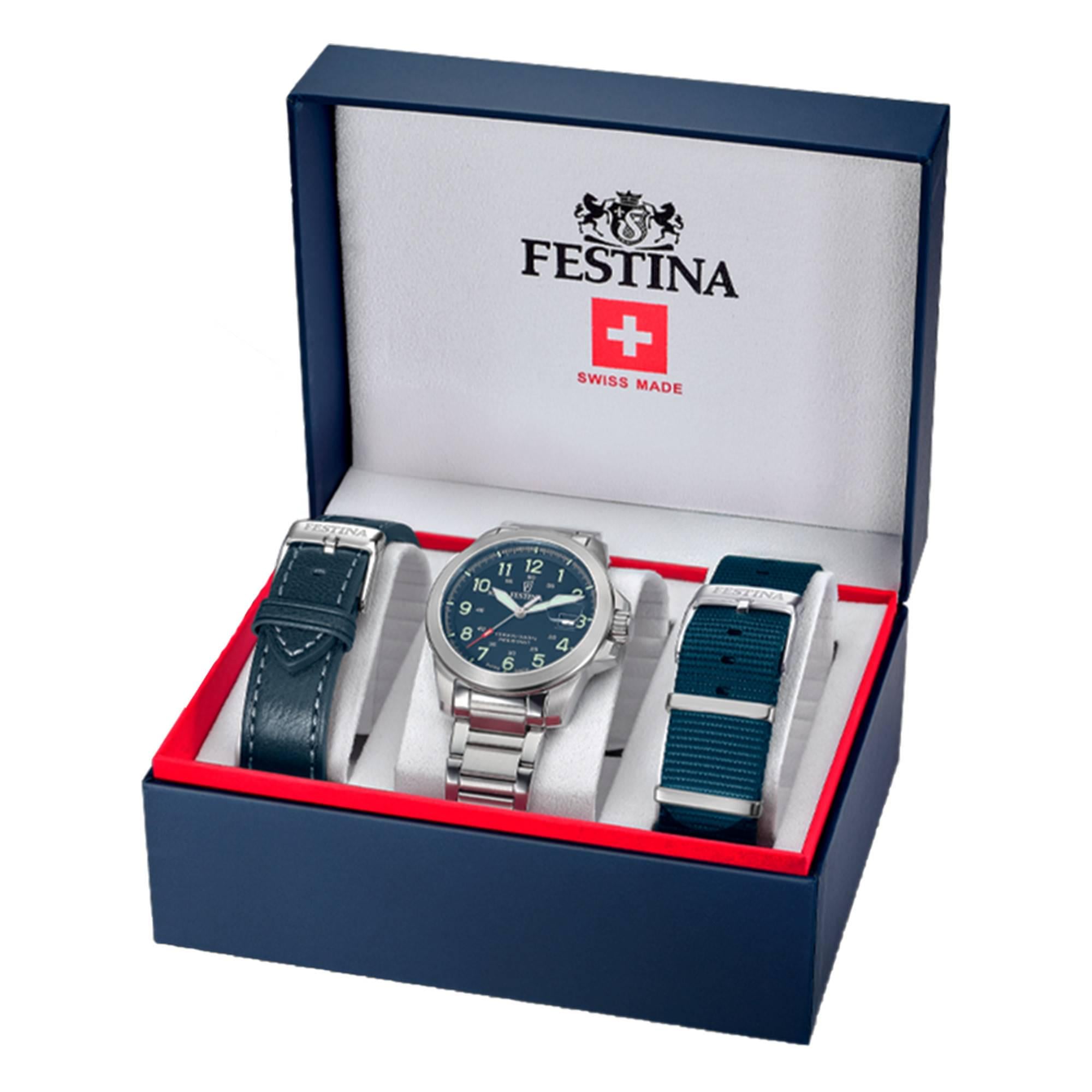 Наручные часы мужские Festina Field Watches Swiss Made F20081/2 с 2 ремешками
