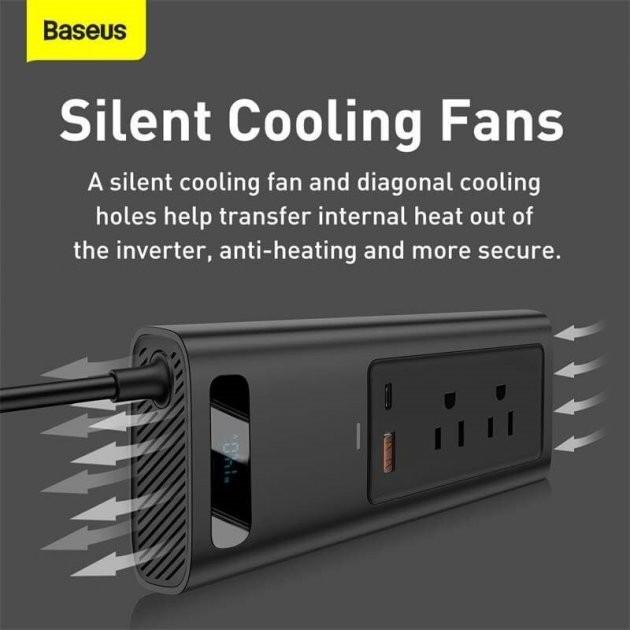 Інвентор напруги Baseus In-car Inverter 150W 220V US/JP 2Sockets USA 220V 1USB/1Type-C 0.4m (CRNBQ-A01) - фото 8