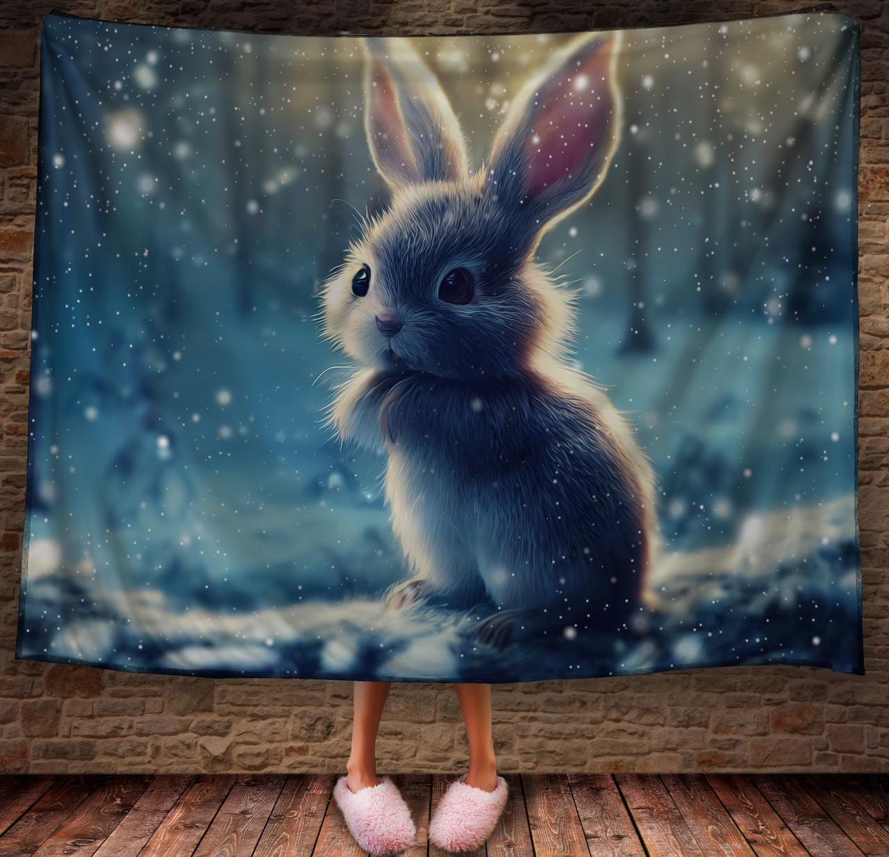Плед с 3D принтом 37 Кролик в зимнем сказочном лесу 150х200 см (epi_1849)