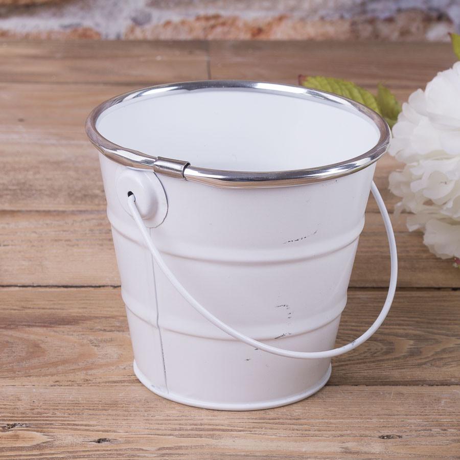 Металлическое кашпо Ведро с полоской (2494-1)