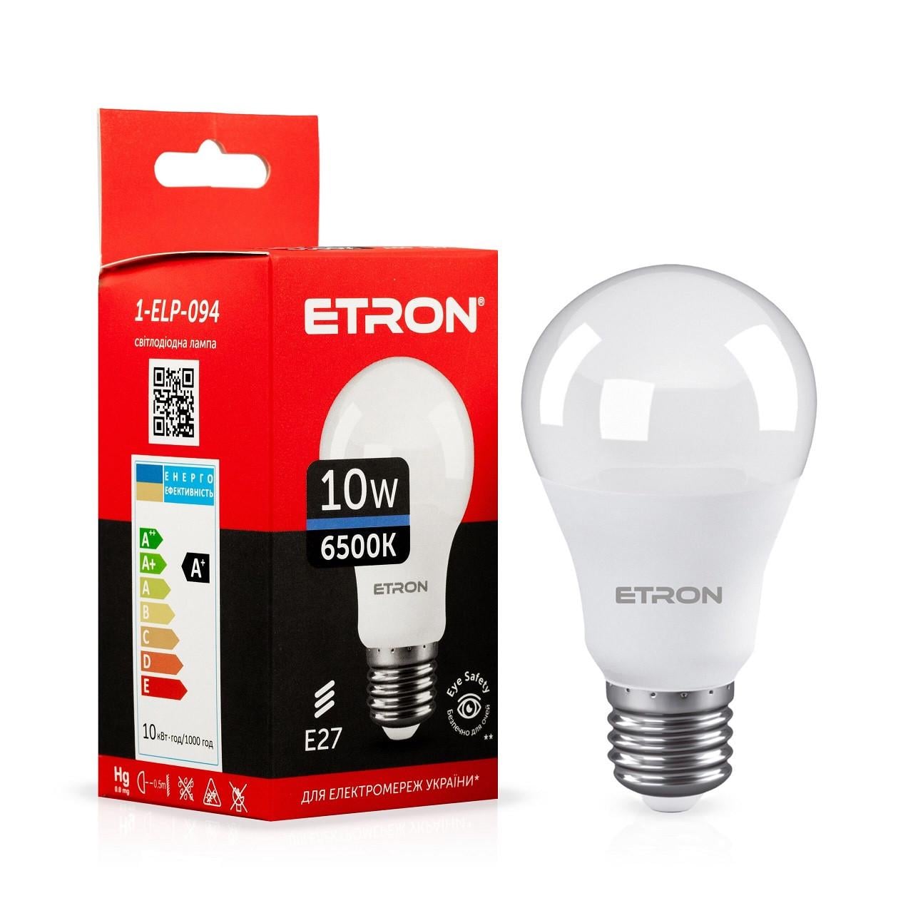 Лампа LED ETRON Light 1-ELP-094 A60 10W E27 6500K