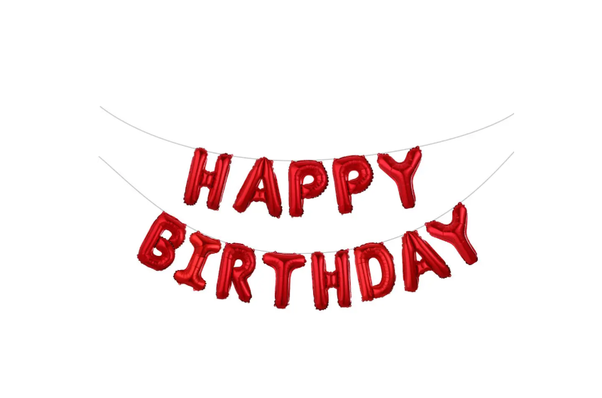 Шарики Happy birthday фольгированные 16" Красный (30456/6)