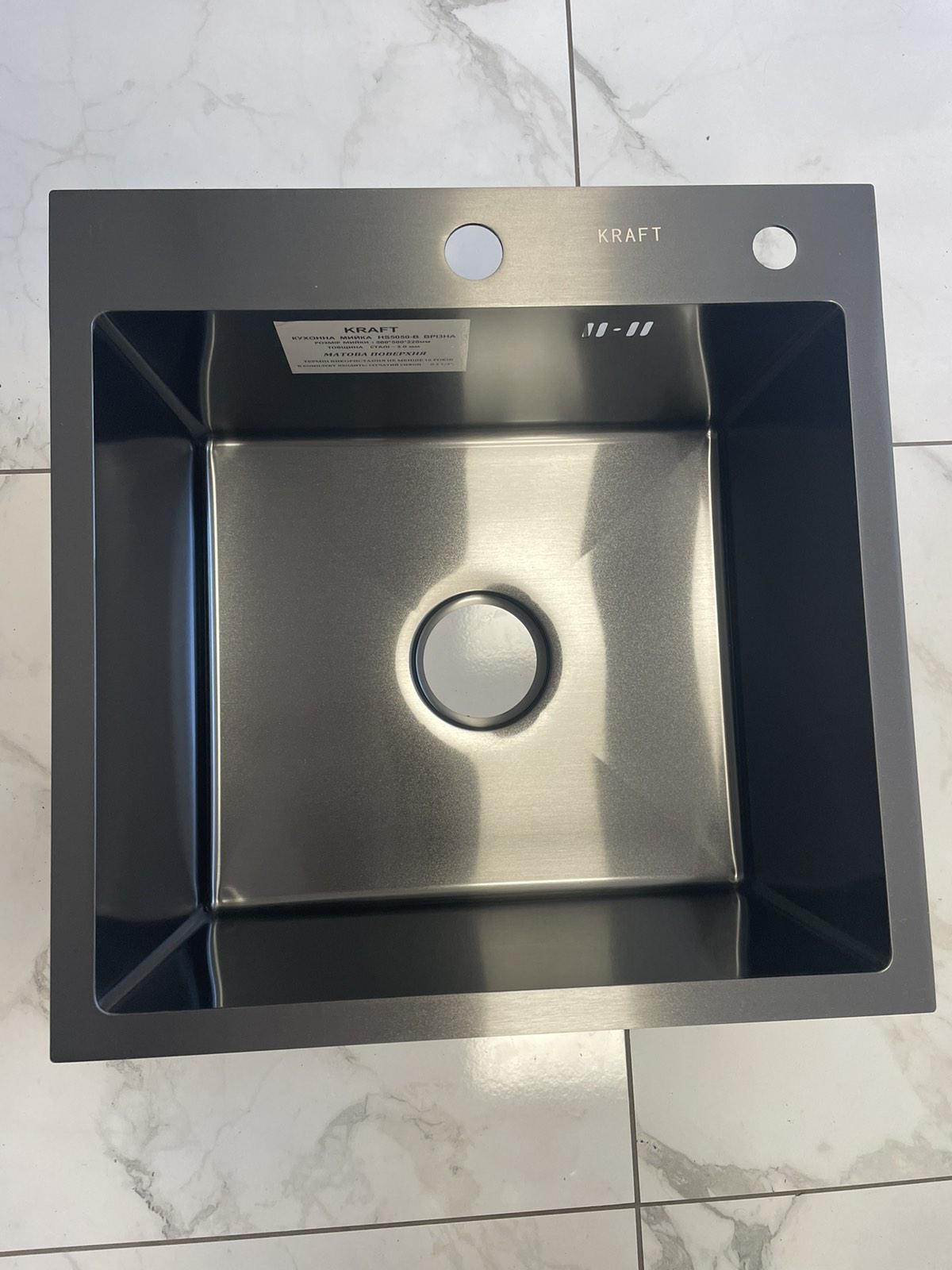 Мойка кухонная Kraft 5050 PVD Черный/кран для кухни Kraft из нержавеющей стали Черный - фото 7 Мойка кухонная Kraft 5050 PVD Черный/кран для кухни Kraft из нержавеющей стали Черный - фото 7