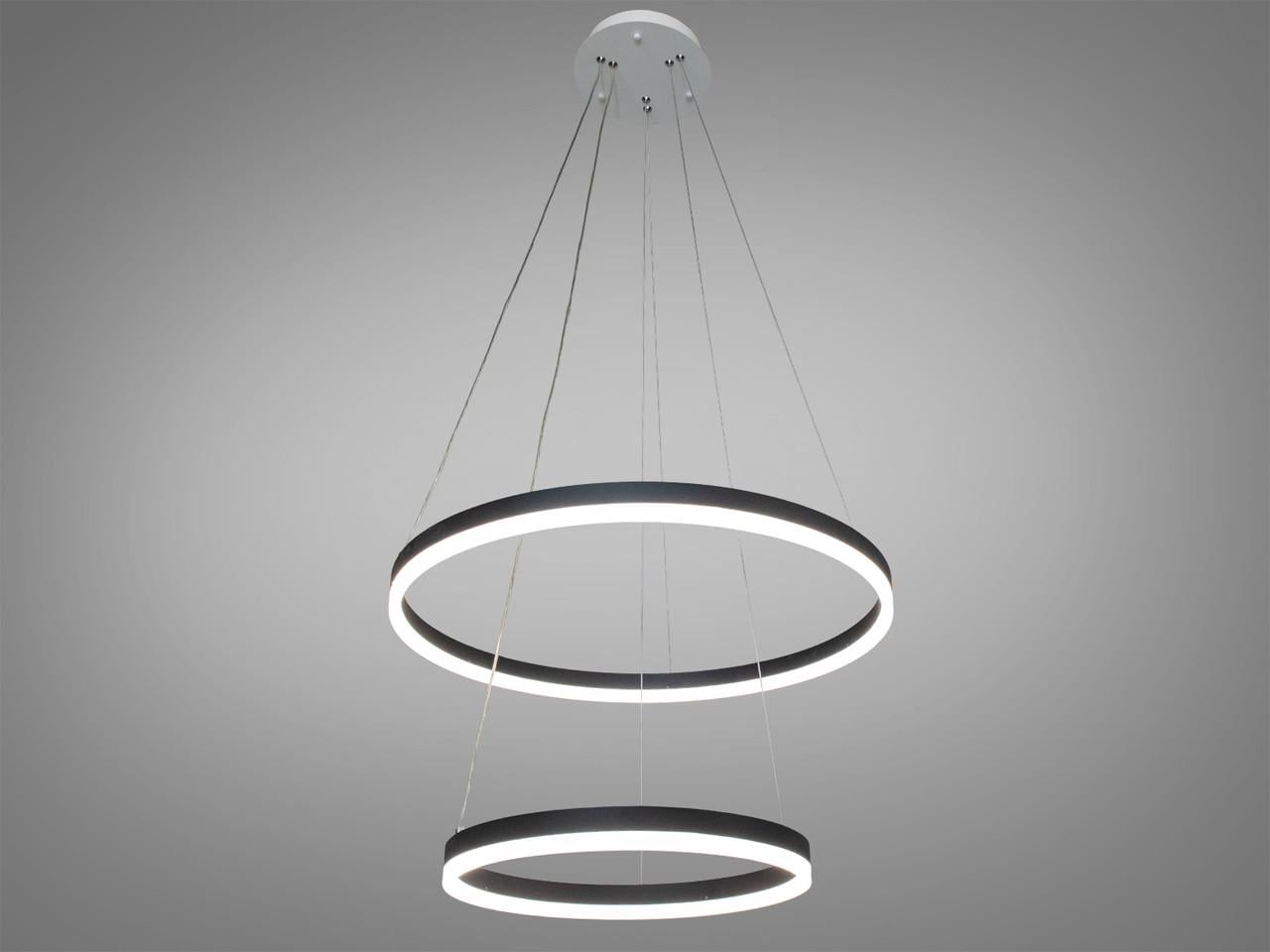 Люстра подвесная LED в коридор с димером 70W на 10м2 Черный (D8174-600+400BK-LS) Люстра подвесная LED в коридор с димером 70W на 10м2 Черный (D8174-600+400BK-LS)