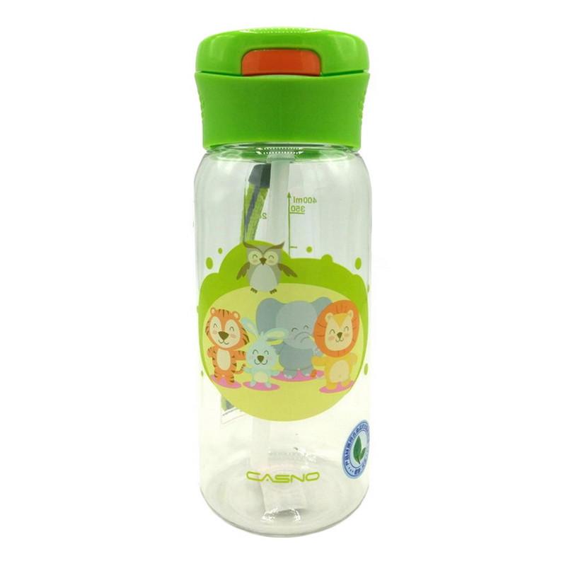 Бутылочка для воды детская Casno Animals Waterbottle KXN-1195 с трубочкой 450 мл (21116-01)