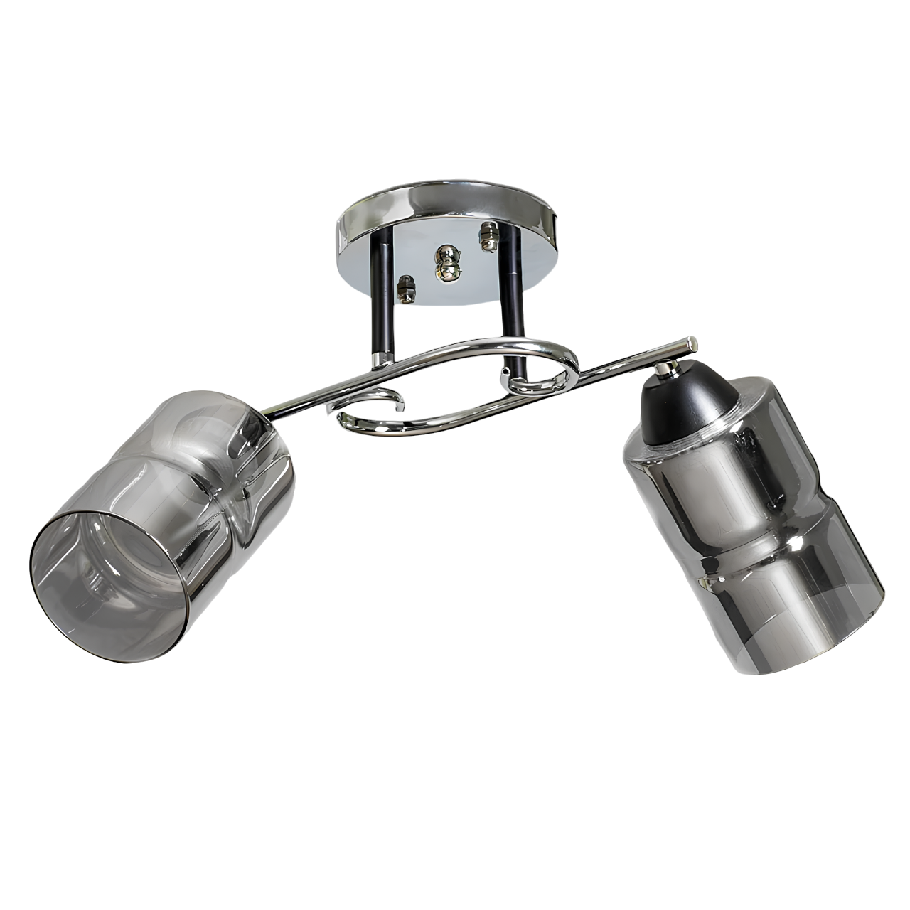 Люстра Svet с двумя цилиндрическими плафонами под лампу Е27 Хром (SC-9130/2 CR+BK)