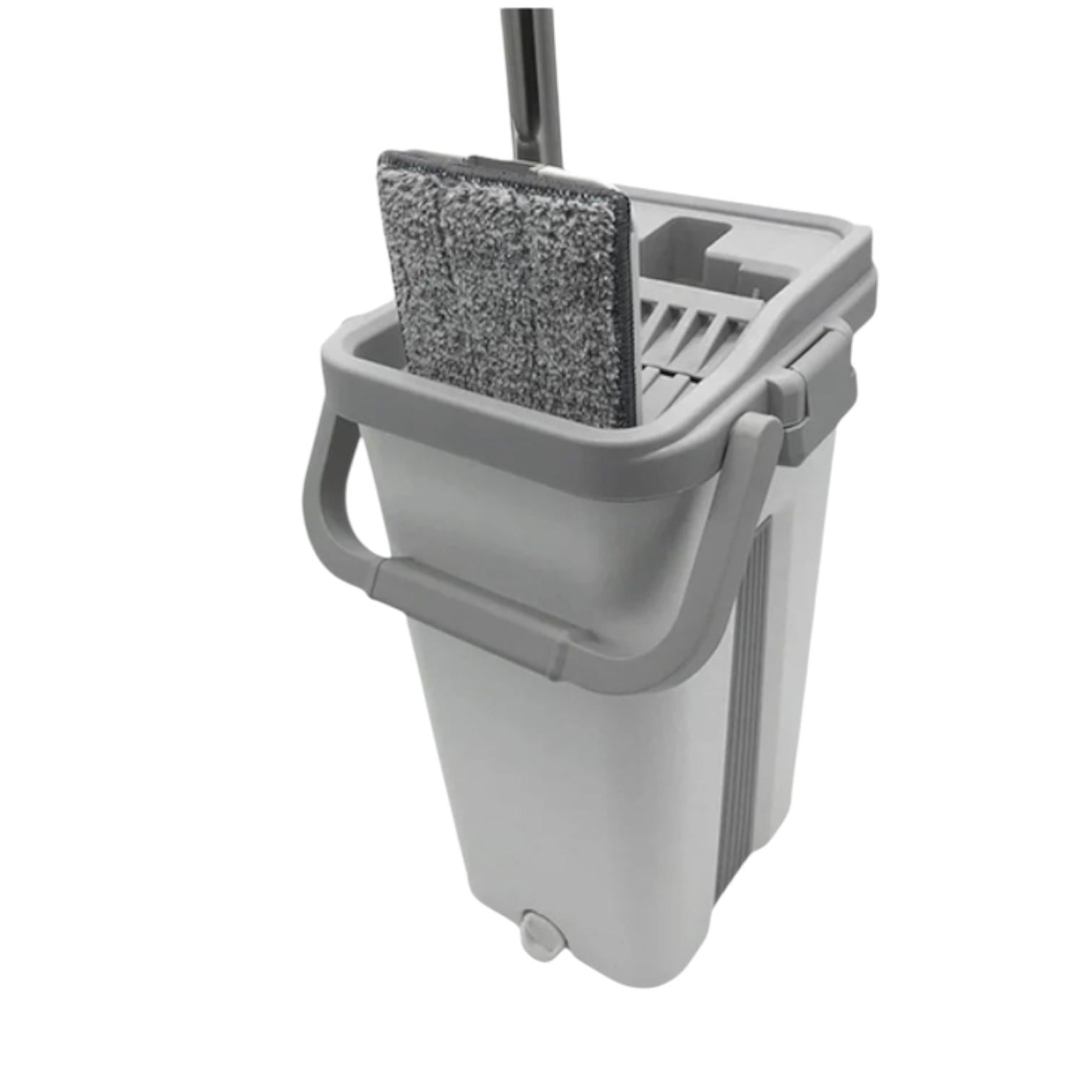 Набір для прибирання EasyMop 010 швабра з 2 мікрофібровими насадками і відро з віджимом Сірий (147-46-43019)