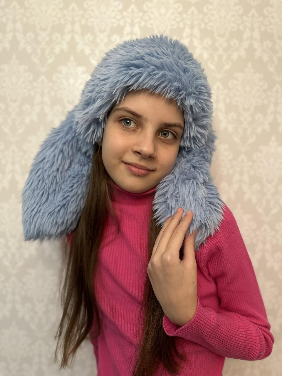 Шапка з вушками кролика One Size р. 54-57 Сіро-блакитний (1278) - фото 2