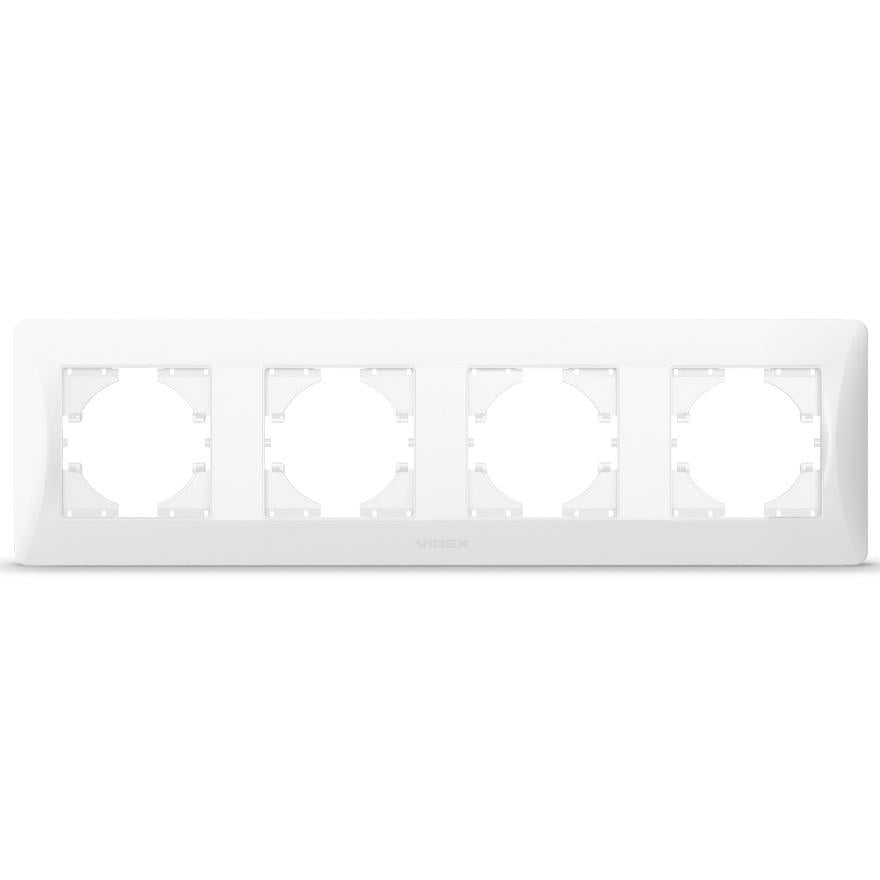 Горизонтальная пластиковая рамка на 4 поста Videx Binera VF-BNFR4H-W Белый