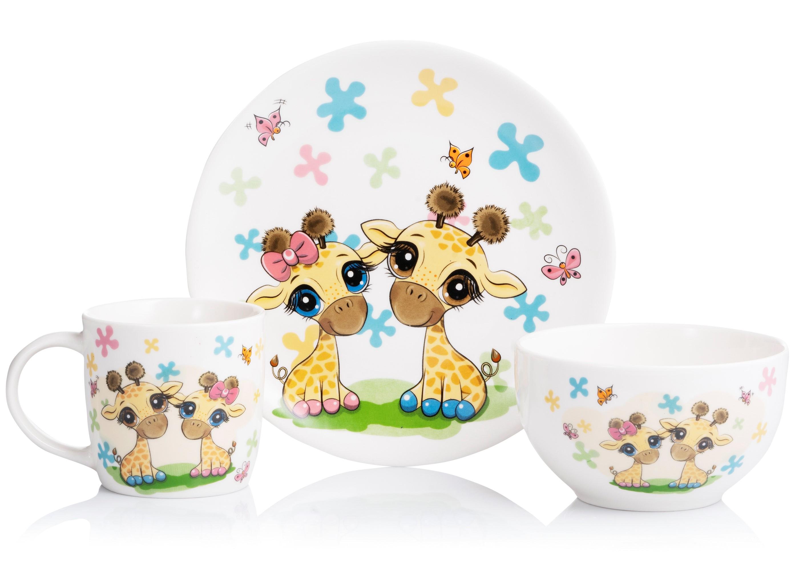 Набор детской посуды Ardesto Baby giraffes AR3452GS 3 предмета фарфор (2745)