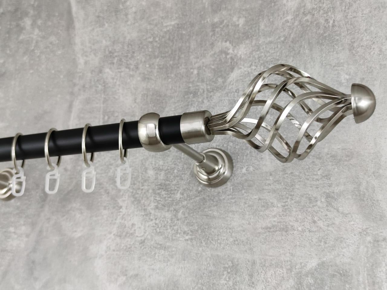 Карниз MStyle металлический для штор однорядный Арезо 25 мм гладкий 240 см Сталь/Черный (5019492)