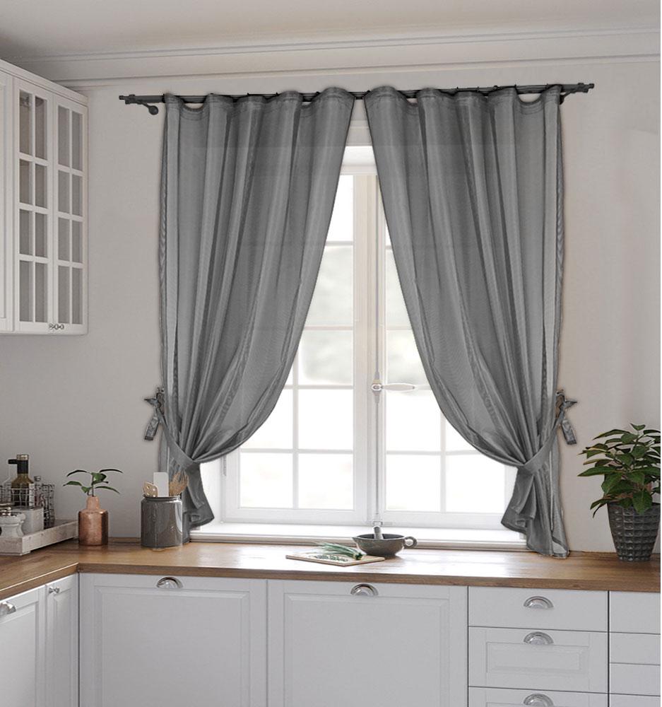 Комплект тюлів Pivdenne на кухню 140х170 см 2 шт. і підв'язки сітка чорний (20304-170-2)