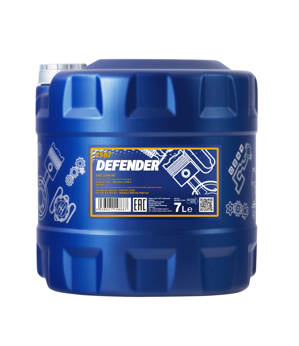 Моторное масло Mannol Defender 10W-40 синтетика 7 л (7507-7)