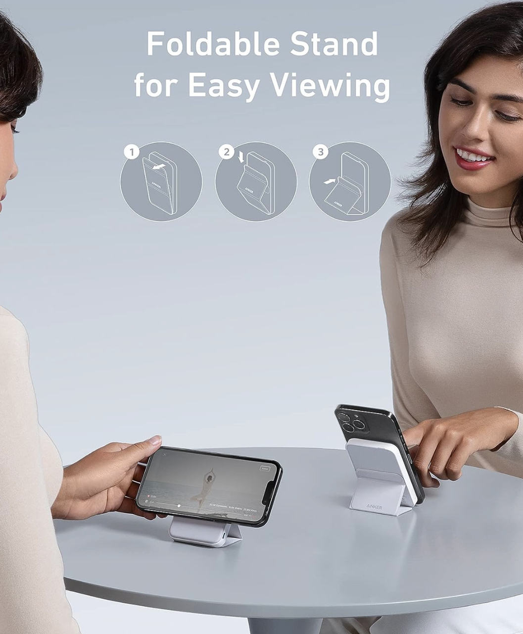 Батарея магнитная с подставкой Anker 622 Magnetic Magsafe iPhone 16/16 Pro/16 Pro Max iPhone 15/14/13/12 Series 5000 mAh White (2083974093) - фото 5