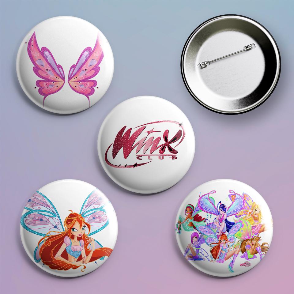 Значки на рюкзак с принтом Winx Club 4 шт.