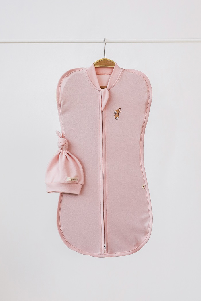 Пеленка-кокон с шапочкой детская на молнии Purl 3-6 мес. Розовый (MG208)