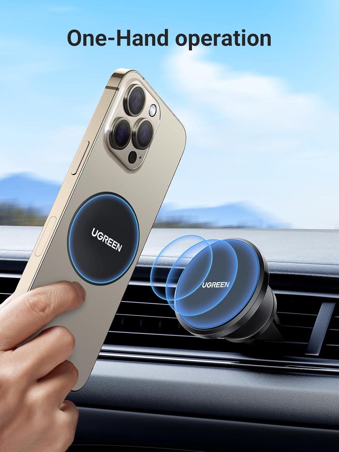 Держатель для телефонов в машину UGREEN LP743 Magsafe не блокирующий вентиляционное отверстие усиленный магнитный Black (25425) - фото 5 Держатель для телефонов в машину UGREEN LP743 Magsafe не блокирующий вентиляционное отверстие усиленный магнитный Black (25425) - фото 5