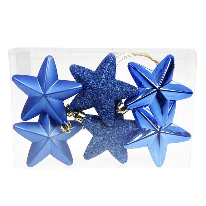 Набір прикрас новорічних пластикових Зірочки 147-909 6 шт. 7,5 см (13045)