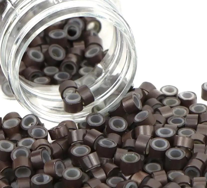 Мікрокільця для холодного нарощування із силіконом 1000 шт. 5 мм Коричневий (2337372874)