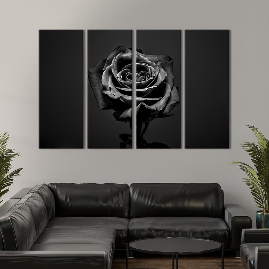 Модульная картина на холсте Полиптих Загадочная чёрная роза 149x93 см (252-41)