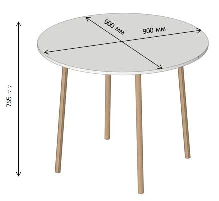 Стол обеденный на деревянных ножках Майами-1 круглый 900x900x765 мм Белый - фото 3