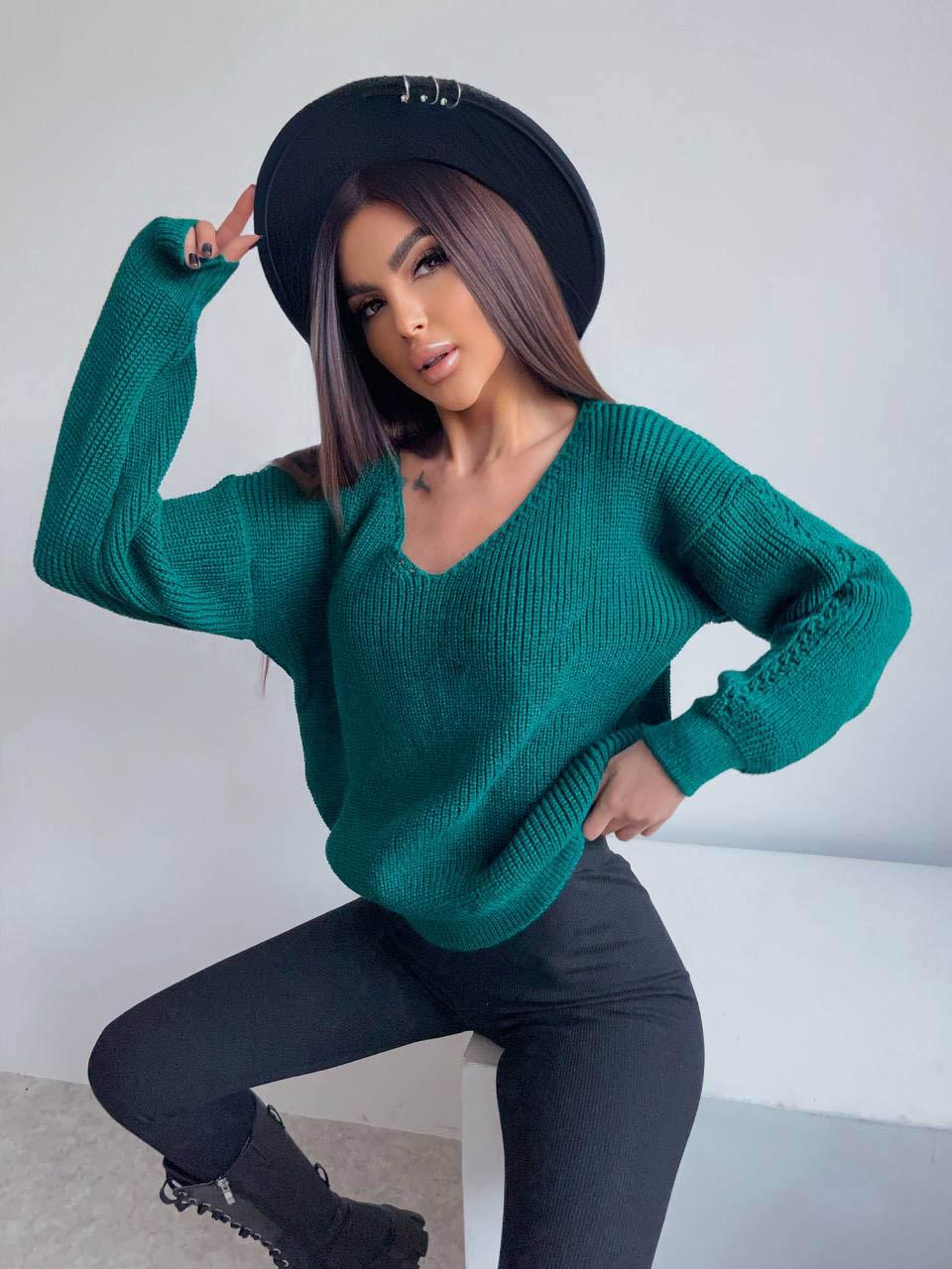 Свитер женский Лаура с вырезом р. 44-50 Бутылка (217/а-нс) - фото 7