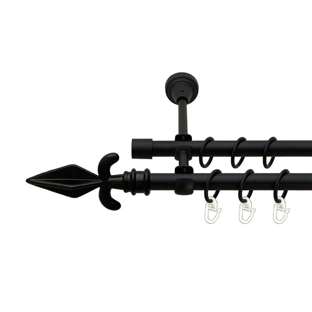 Карниз Orvit Грот металевий дворядний відкритий гладка труба кільце металеве 16/16 мм 240 см Чорний Оксамит (00-00020999)