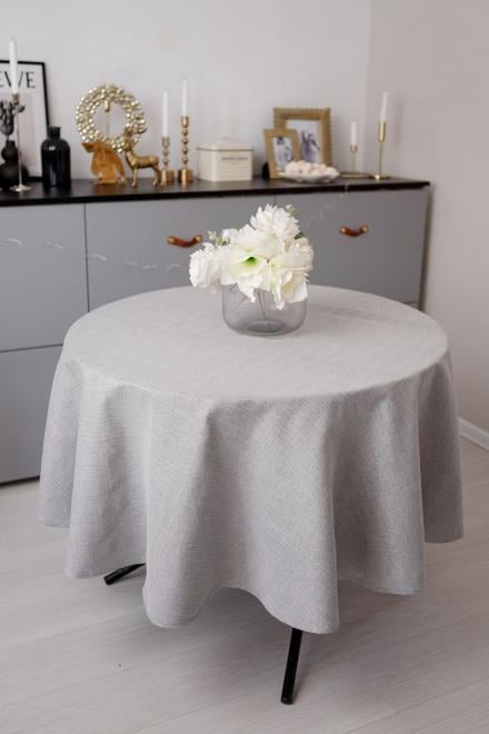 Скатерть праздничная с люрексом Жемчужина d 136 см Silver