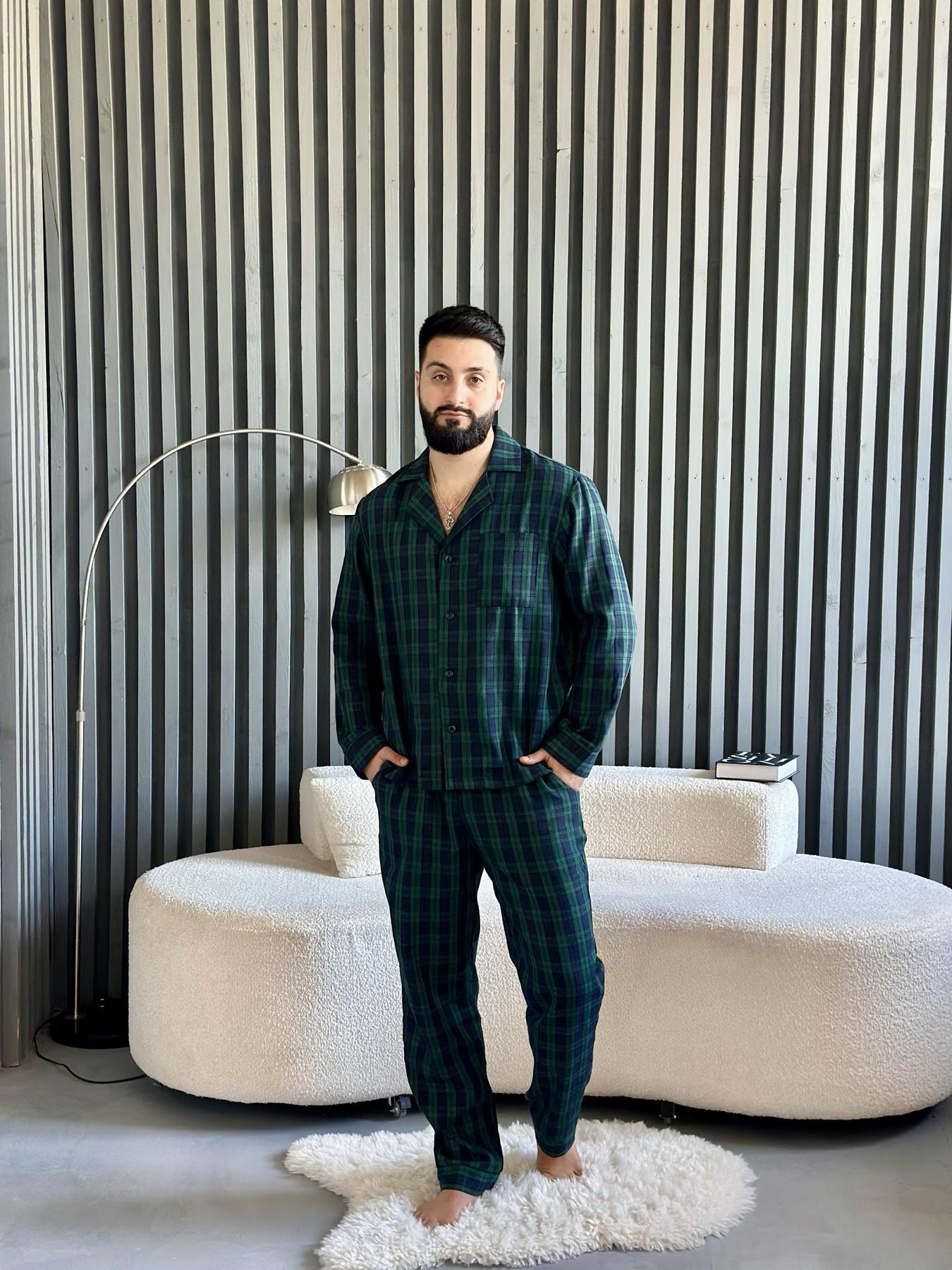 Піжамний комплект COSY Бруклін з фланелі штани/сорочка XL клітина Зелено-синій (F231P) Піжамний комплект COSY Бруклін з фланелі штани/сорочка XL клітина Зелено-синій (F231P)