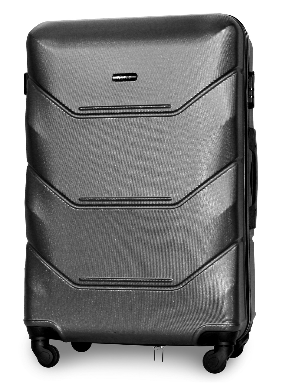 Валіза пластикова Fly 147 велика на 4 колесах 78х49х28 см 90 л Темно-сірий