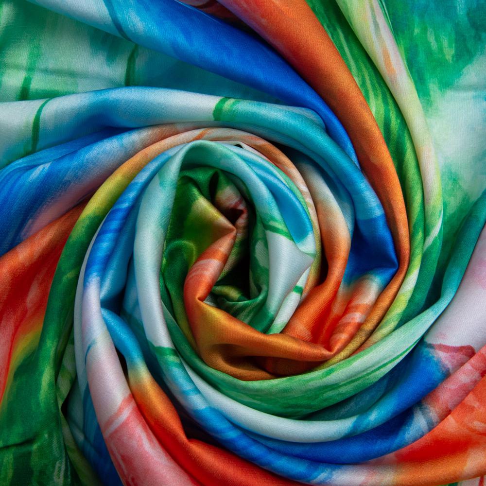 Ткань плательная атлас шелк акварель Салатовый (22340)