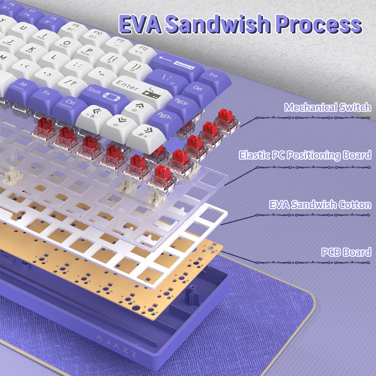 Клавиатура механическая проводная Ajazz AK680 RGB-подсветка красные свитки hotswap Purple - фото 6 Клавиатура механическая проводная Ajazz AK680 RGB-подсветка красные свитки hotswap Purple - фото 6