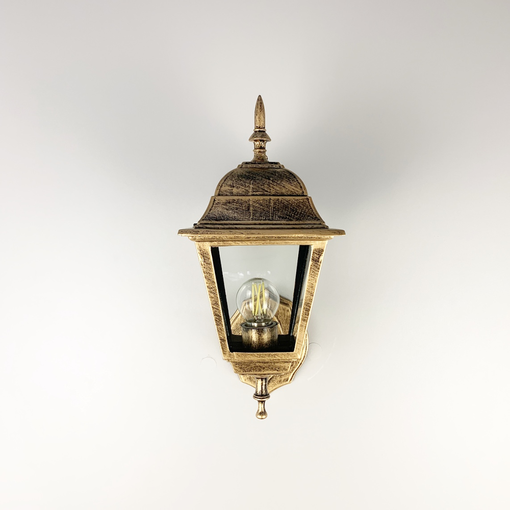 Фонарь настенный уличный под лампу корпус вверх Старое золото (9030 W/S BG up)