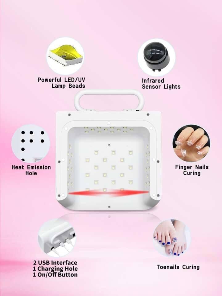 Лампа UV/LED беспроводная BY10 9600 mAh 220 Вт Белый - фото 6 Лампа UV/LED беспроводная BY10 9600 mAh 220 Вт Белый - фото 6