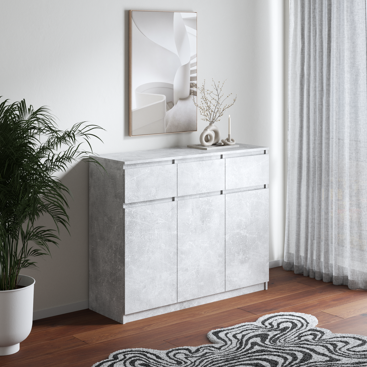 Комод з шухлядами та полицями Вайс R-33 120х40х98 см Бетон (30291499) Комод з шухлядами та полицями Вайс R-33 120х40х98 см Бетон (30291499)