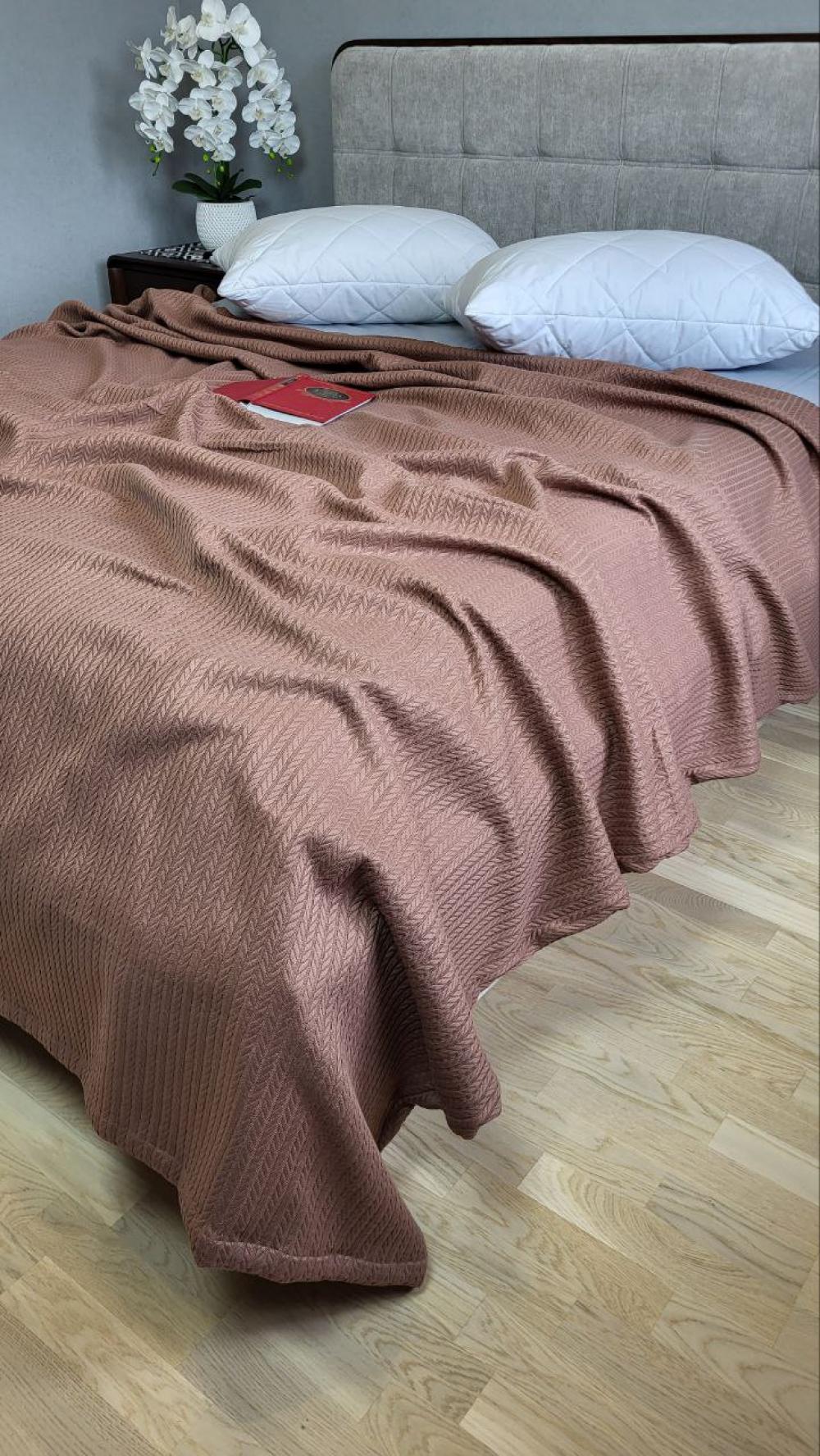 Покрывало Пике Косичка 160x220 см Молочный шоколад (11235) - фото 6