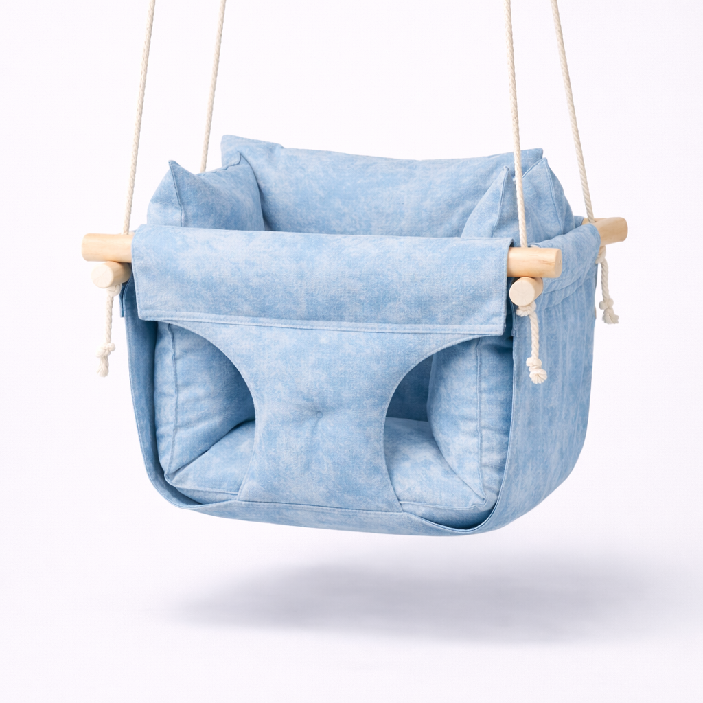 Детские качели подвесные Премиум хлопок мрамор Голубой (gs-9226)