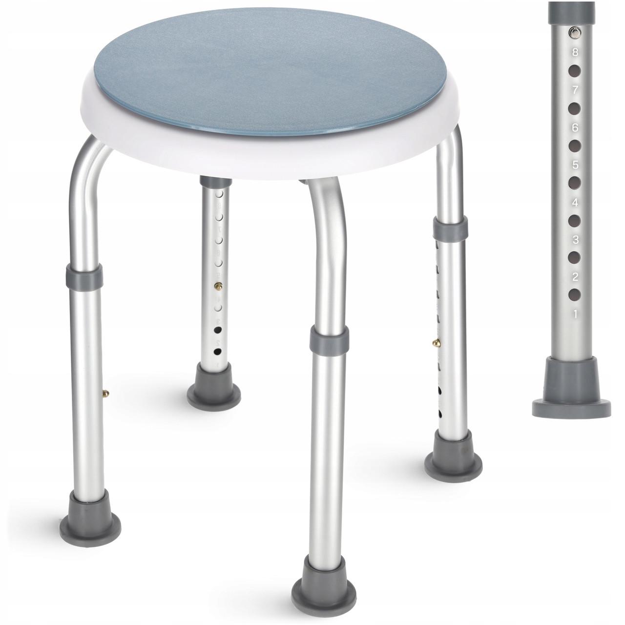 Стул-табурет поворотный 4FIZJO для ванной и душа регулируемый White/Grey (P-5905973403412) - фото 9