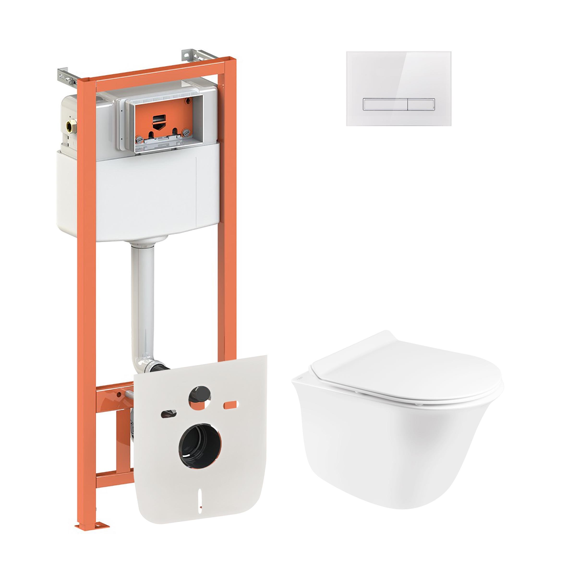 Комплект инсталляции Q-tap Nest QT1833051ERW0133M425V1105GW с унитазом кнопка Белый (124698)