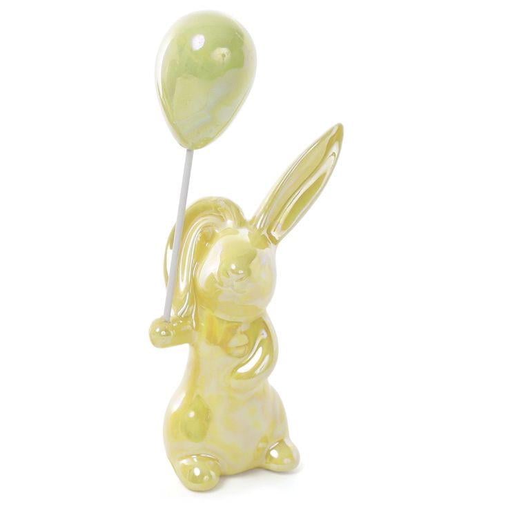 Декоративная фигурка BonaDi Кролик с шариком 12 см Жёлто-зелёный (872-808)