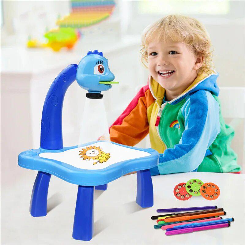 Детский стол проектор для рисования со светодиодной подсветкой Синий - фото 2