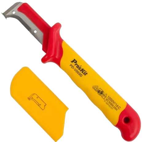 Монтажный нож для зачистки кабеля Pro'sKit PD-V003D из нержавеющей стали Желтый (32534649)