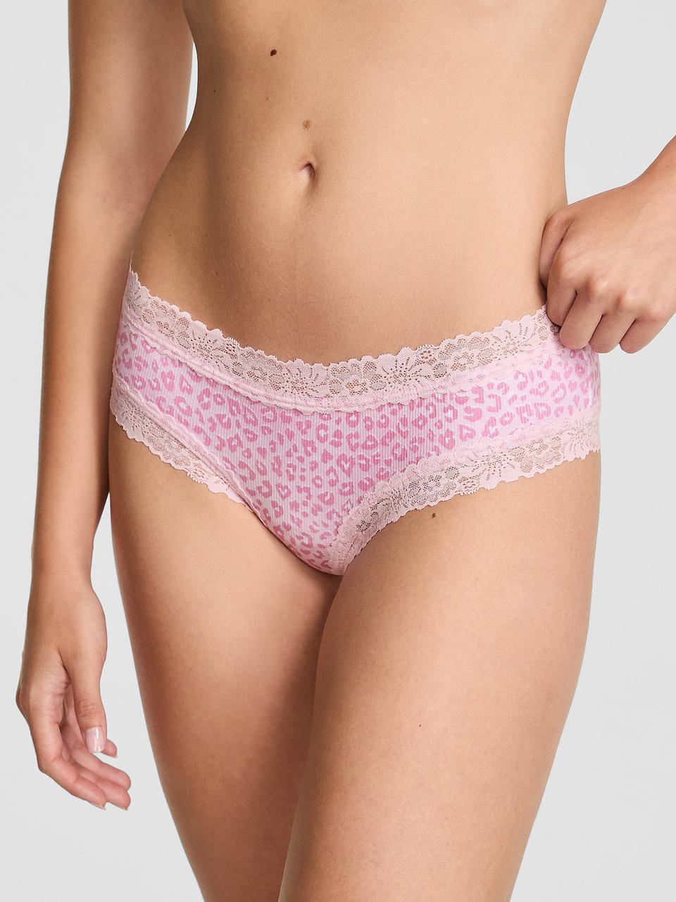Трусики жіночі Victoria's Secret Cheeky Lace-Trim M Рожевий (2843034022)