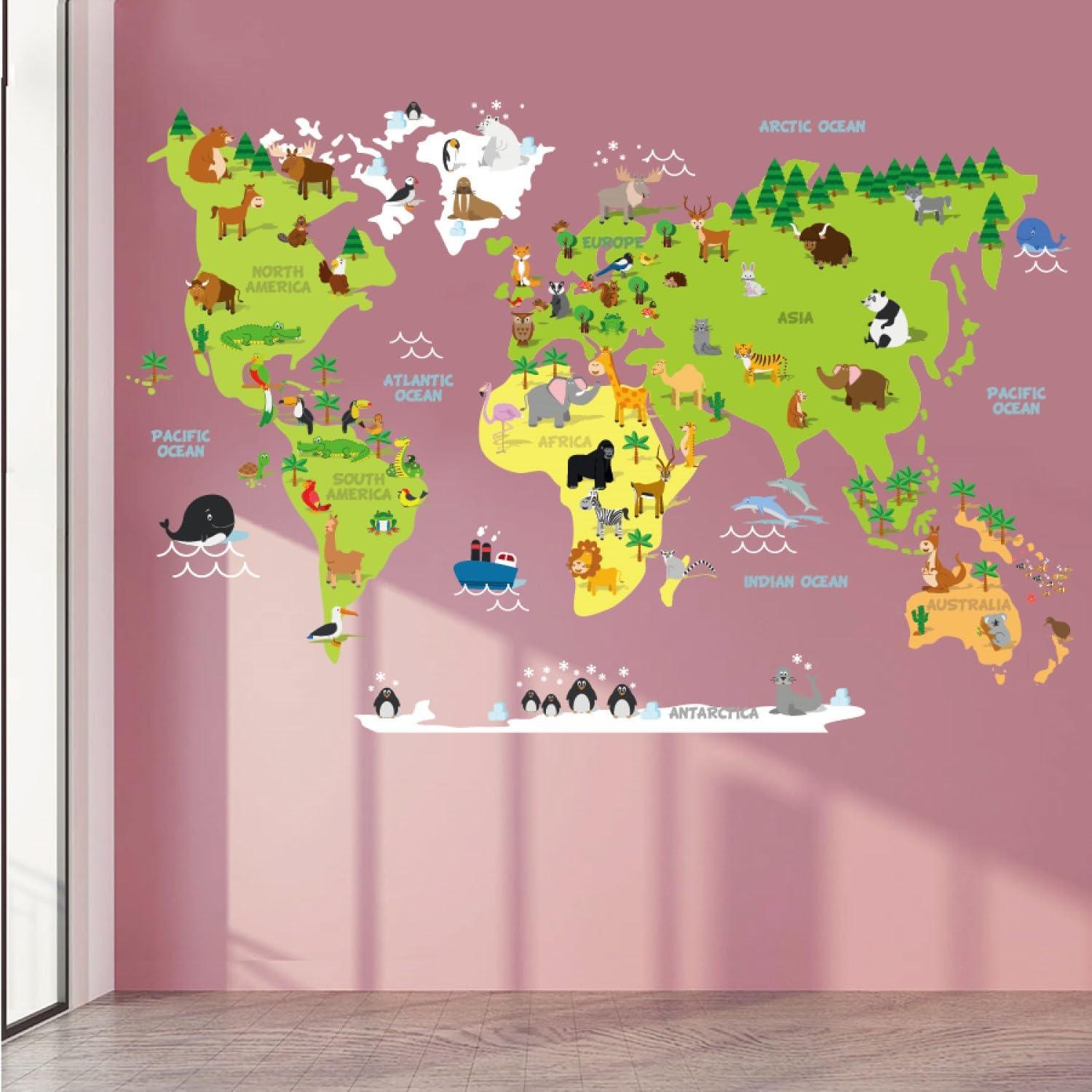 Наклейка вінілова Карта Світу декоративна в дитячу кімнату для дівчаток і хлопчиків 60х90 см - фото 5