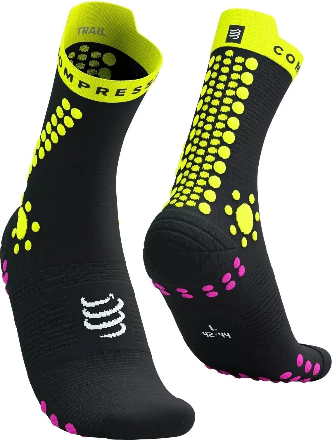 Шкарпетки Compressport Pro Racing Socks V4.0 Trail T1 Black/Safe Yellow/Neo Pink (22ccf66d)