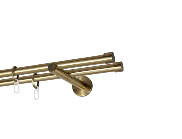 Карниз MStyle Рулло металлический двухрядный труба 16/16 мм кронштейн цылиндр 400 см Антик (J010180)