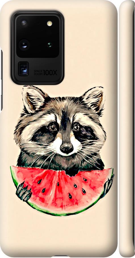 Чехол на Samsung Galaxy S20 Ultra Енотик с арбузом (4605m-1831-42517)