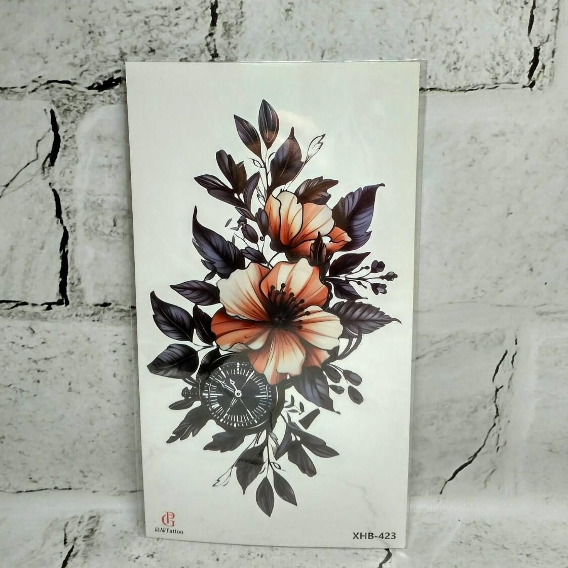 Тату временное Цветы лист 11,5x21 см (XHB-423)